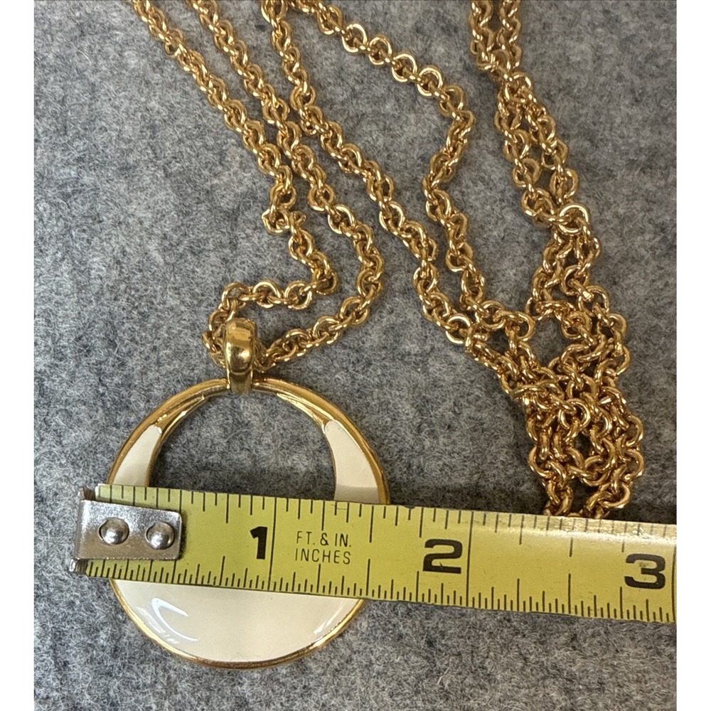 Vintage Monet Cream Enamel Gold Tone Chain 15" Necklace - Picture 6 of 6